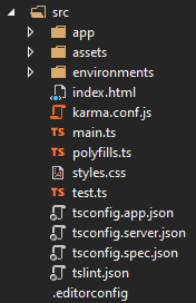 Folder Angular w Visual Studio